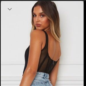White fox festival bra top Black Sexy Bustier Push Up Mesh Biker XS Gold